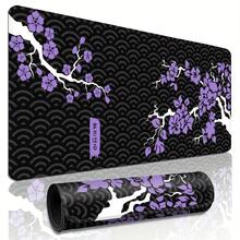 1件紫色花卉圖案特大號鍵盤/遊戲滑鼠墊，耐用滑鼠墊，辦公室滑鼠墊，筆記本電腦鍵盤墊，書桌墊 - 精密縫製邊緣，橡膠防滑底背，多種尺寸可選 - 鼠標墊 - 查看 2
