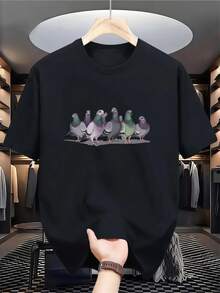 Nueva camiseta casual de manga corta para hombre, top casual de cuello redondo, lavable aáquina, adecuada para actividades al aire libre en verano y para uso casual en la temporada de vera - Negro - Ver 1