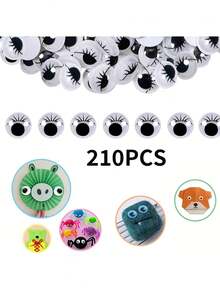 Self-Adhesive Black Googly Eyes With Eyelashes, Plastic Sticky Craft Eye Accessories, Suitable For Scrapbooking, Tissue Paper And Various DIY Creative Projects - 210件 - 查看 2