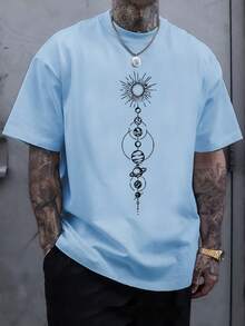 Camiseta Casual de Moda para Hombre con Cuello Redondo y Estampado Frontal de Manga Corta - Blanco - Ver 7