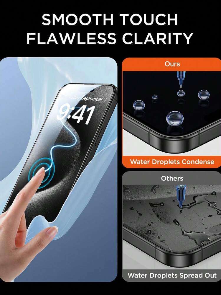 5pcs Privacy Tempered Glass Screen Protector, High Definition Front Display, Privacy Protection Side Layer, Anti-Scratch, Anti-Collision, Hydrophobic Layer, Anti-Fingerprint, Compatible With IPhone 18 Pro/18 Pro Max/Ultra/17E/17 Pro Max/17 Pro/17 Air/17/16e/16 Pro Max/16 Pro/16 Plus/16/15 Pro Max/15 Pro/15 Plus/15/14/13/12 And Other Models - Black - View 8