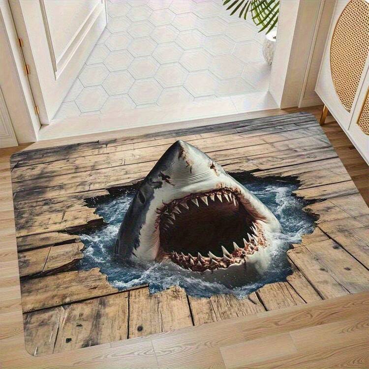 1pc Realistic 2D/3D Optical Illusion Black Hole Crack Floor Mat - Illusion 3D Cave Effect, Durable Easy-Clean Suitable For Indoor/Outdoor Use, Modern Optical Illusion For Home Entrance, Bedroom - Low- Fiber Design. - 亮色13 - 查看 11