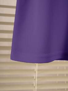 Young Boy Casual Contrast Trim Short Sleeve Polo Shirt, Summer - Purple - View 7