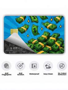 1 pieza Pegatina de tarjeta de crédito Wealth Rain con protección de privacidad, piel de tarjeta con diseño de dólares dispersos, material PVC anti-huellas, anti-arañazos y resistente al desgaste, funda de tarjeta, adecuada para hombres, mujeres, parejas, tarjeta con chip pequeño, pegatina de decoración de tarjeta bancaria, tarjeta de crédito, tarjeta de transporte, tarjeta de campus estudiantil personalizada DIY - Tipo A - Ver 8