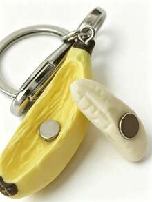 1pc 3D Half-Peeled Banana Keychain, Novel Fruit Pendant, Suitable For Backpacks And Wallets, Cute Japanese Style Food Charm, Unique Gift For Students, Couples, And Best Friends - Multicolor - View 2