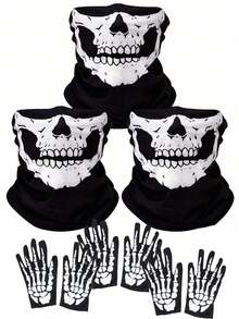 1/2/3pcs Unisex Skull Funny Face Mask Balaclava Hat, Suitable For Daily Cycling, Party, Outdoor Activities - Multicolor - View 15