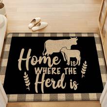 1pc, Home Decor, Cow Print Pattern, Linen Kitchen Rug, Kitchen Mat, Floor Mat, Bathroom Mat, Door Mat, 3D Printed Rectangular, Suitable For Living Room, Bedroom, Hallway, Bathroom, Laundry Room - Polyester Rug, Suitable For Indoor And Outdoor Home Decor - Multicolor - View 4