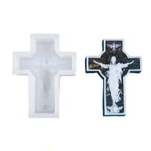 Floral Cross Shaped Silicone Mold For DIY Handmade Aromatherapy Candles, Plaster, Resin Home Decor Ornaments - Cross - View 5