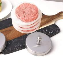 1 Molde para hamburguesa, una presión para formar, artefacto de desayuno rápido, prensa de carne de acero inoxidable 430, antiadherente y fácil de limpiar, herramienta de horneado de cocina, uso doméstico y comercial - Plateado - Ver 2