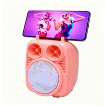 Portable Macaron-Colored Bluetooth Speaker With LED Color Sound Mobile Phone Holder - A - View 4