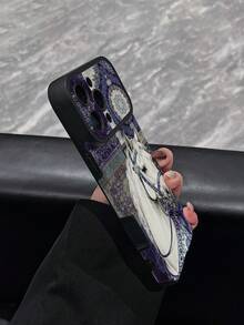 1 pièce Nouveau étui de téléphone vintage à carreaux patchwork & motif de cheval blanc, texture , coque de protection antichoc compatible avec IPhone 17/17Pro/17ProMax/16/16Pro/16ProMax/16Plus/15/15Plus/15Pro/15ProMax/14/14Plus/14Pro/14ProMax/13/13Pro/13ProMax/12/12Pro/12ProMax/11/11ProMax, coque souple de protection anti-choc anti-collision - Multicolore - Voir 4