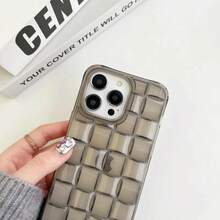3D Cube Weave Pattern Phone 17 16 15 14 13 12 11 Pro Plus Matte Transparent Shockproof Cover - 深綠色 - 查看 5
