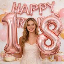 2pcs 32 Inch Gold Number 1 And 8 Aluminum Foil Balloons, Birthday Party Decoration Balloons, 18th Birthday Decoration, Coming Of Age, Celebrating 18th Birthday Decoration - View 2