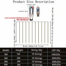 LED Garland Curtain Lights, 8 Modes, With USB Remote Control, Suitable For Wedding, Christmas, Home, Holiday Decoration - White - View 6