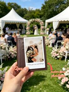 1/2Pcs Custom Wallet Insert Card, Personalized Photo & Love Message Card, Engraved Photo Keepsake, Anniversary Gift For Him, Father's Day Gift - Multicolor - View 2