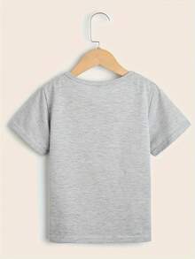 My Nanny Loves Me So Much, Printed T-Shirt For Kids, Cute Bear Graphic Tee For Little Girls, Casual Summer T-Shirt With Short Neck And Short Sleeves. - 灰色 - 查看 2