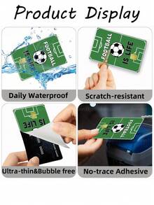 1pc Football Life Credit Card Sticker Privacy Protection Card Skin, Football Field Pattern Birthday Gift PVC Material Anti-Fingerprint Anti-Scratch Wear-Resistant Card Sleeve, Suitable For Men, Women, Couples, Small Chip Cards, Bank Cards, Credit Cards, Transportation Cards, Student Campus Cards Personalized DIY - Type a - View 9