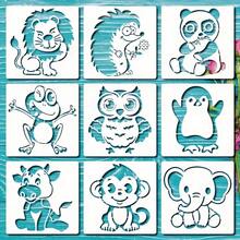9pcs Reusable Cute Animal Painting Templates, Suitable For DIY Art Crafts, 5.9-Inch Durable Lion, Elephant, Panda, Monkey Templates, Plastic Drawing Templates - Animal - View 8