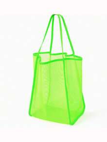 1/2 Pcs Large Capacity Mesh Beach Tote Bag - Durable Polyester, Solid Color With Sturdy Handle, Suitable For Travel, Beach, Vacation And Camping, Beach Tote Bag, Multi-Functional Storage Solution, Sturdy Handle Design - Multicolor - View 10