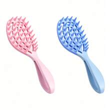 1pc Detangling Comb, Scalp Massage Shampoo Brush With Soft Silicone Bristles, Anti-Dandruff Scalp Exfoliating Brush, Hair Growth Promoting Scalp Massage Brush, Dry & Wet Use Scalp Care Hair Brush, ABS Plastic Handle, Women's Hair Accessory - Multicolor - View 11