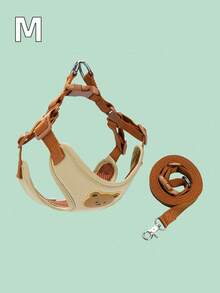Cute Bear Pattern Pet Harness And Leash Set Breathable Soft Material No Pull Design Anti-Escape For Small Medium Dogs Outdoor Walking Daily Use - Multicolor - View 12