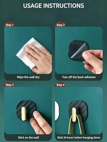 10pcs Random Color, No-Drill Waterproof Adhesive Wall Hooks, Strong Self-Adhesive Decorative Towel Hooks, Multi-Functional Practical Adhesive Hooks, Suitable For Kitchen, Bathroom, Shower, Entryway, Home Storage And Organization - Multicolor - View 7
