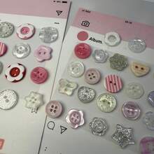6/18/38/52/66/78/86Pcs Random Style Ins Style Colorful Buttons DIY Handmade Resin Decorative Beads Accessories Cute Buttons Clothing Accessories - Multiple Styles - View 10