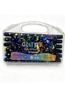 Glitter Marker Pens, Thick Soft Tip, Non-Fading Pearlescent Shiny Pens For Drawing, Student Bullet Journaling - A - View 13