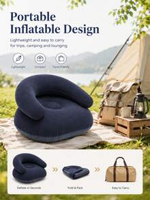 Silla inflable plegable en forma de U, sofá inflable suave y cómodo. Diseño ergonómico y material de PVC transpirable y duradero. Ligero, compacto y fácil de transportar. Adecuado para el hogar, balcón, camping, picnic, viajes y uso diario de ocio. - Multicolor - Ver 2