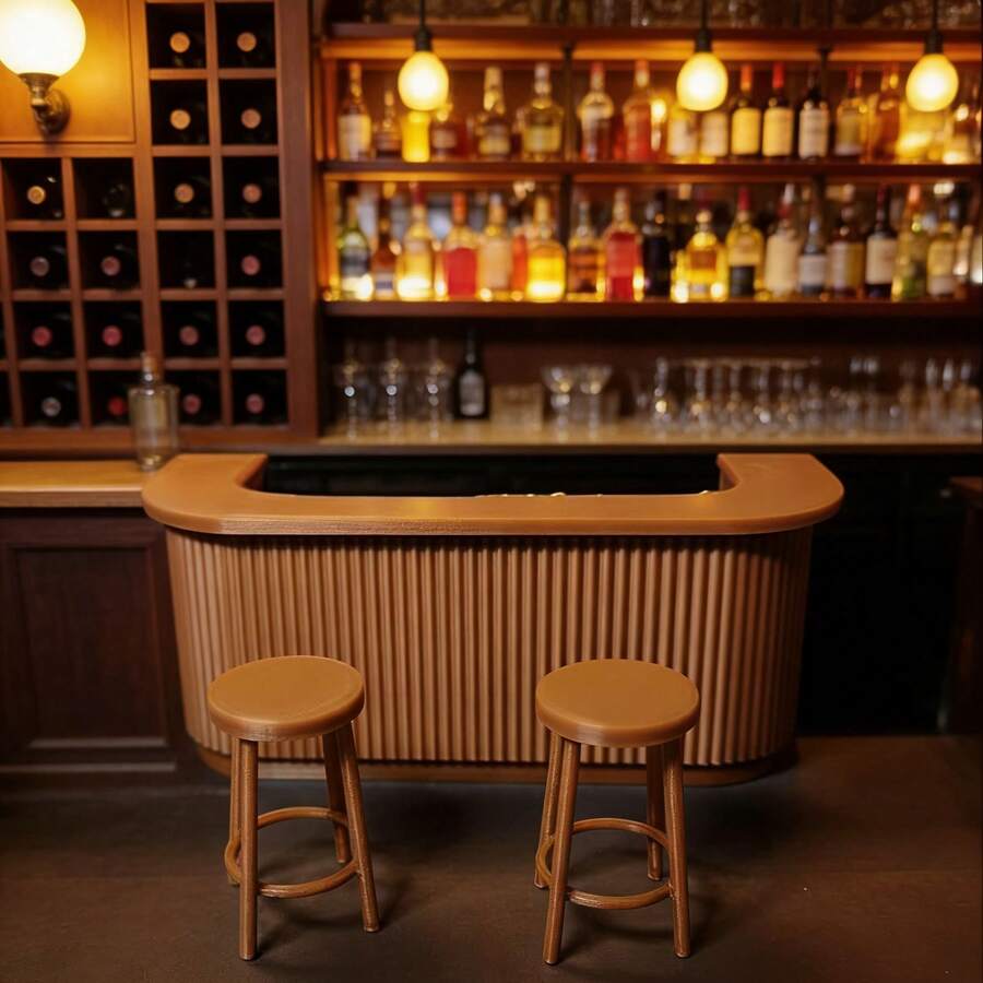 Mini Bar Accessories Set - Ultra Small Bar Stools And Bar Chairs | Dollhouse Bar Model Mini Furniture, Miniature Furniture Decor Model Suitable For 1:12 Scale Dollhouse, Perfect Collectible And Holiday Gift - 3pcs - View 1