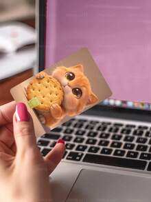 1pc Cookie Cat Credit Card Sticker Privacy Protection Card Skin, Big Eye Cute Pet Party Birthday Gift PVC Material Anti-Fingerprint Anti-Scratch Wear-Resistant Card Sleeve, Suitable For Men, Women, Couples, Small Chip Card, Bank Card Decoration Sticker, Credit Card, Transit Card, Student Campus Card Personalized DIY - Type a - View 6