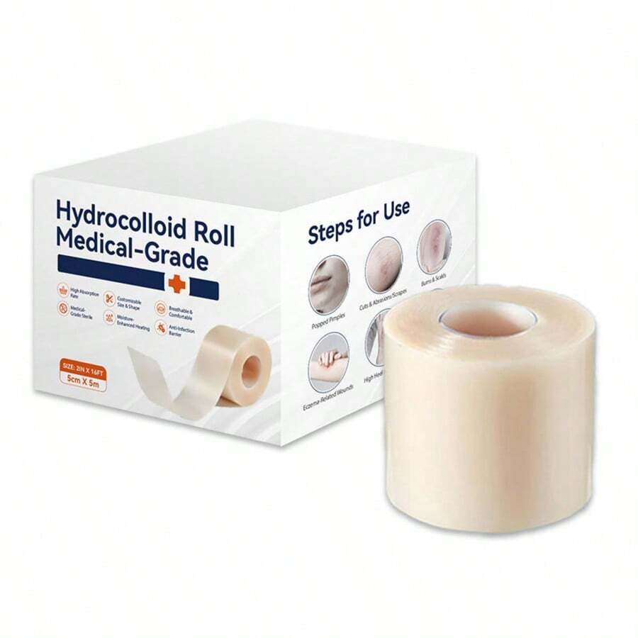 Hydrocolloid Roll For Wound Care, Self-Adhesive Hydrocolloid Bandage, Customizable Size Patch Bandage, Super Absorbent, Waterproof, 5*100cm - View 1
