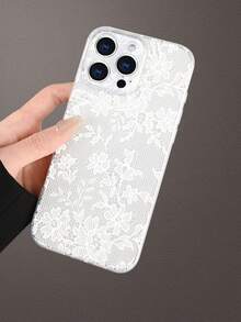 NEW Simple And Funny Lace Floral Pattern Personalized Creative Printed Perfectly Combined With Transparent Material , Hot Selling Creative Design, Fun And Personalized Mobile Phone Case Compatible With Iphone17/17Pro/17Pro Max, 16, 15, 14, 13, 12, 11 Plus/Pro Max And Series, And Compatible With For Galaxy S/A Series And More, Girlfriend, Boyfriend, Friend Or Yourself. - Clear - View 4