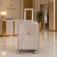 PP Material, Ultra-Light Suitcase With Silent Swivel Wheels, Shock-Resistant And Abrasion-Resistant, Stylish Carry-On Travel Bag. - 卡其色 - 查看 1