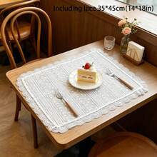 1pc/2pcs/6pcs French White Embroidered Placemats, Ins Girl Lace Trim Napkins, Coasters, Multi-Purpose Dust Cover Cloth, Tablecloth - Multicolor - View 3