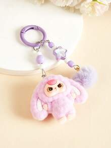 1PC Cartoon Flocking Keychain, Cute Animal Pendant, Backpack Charm, Phone Charm, Wristlet Key Ring, Car Keychain Accessory Gift - Multicolor - View 2