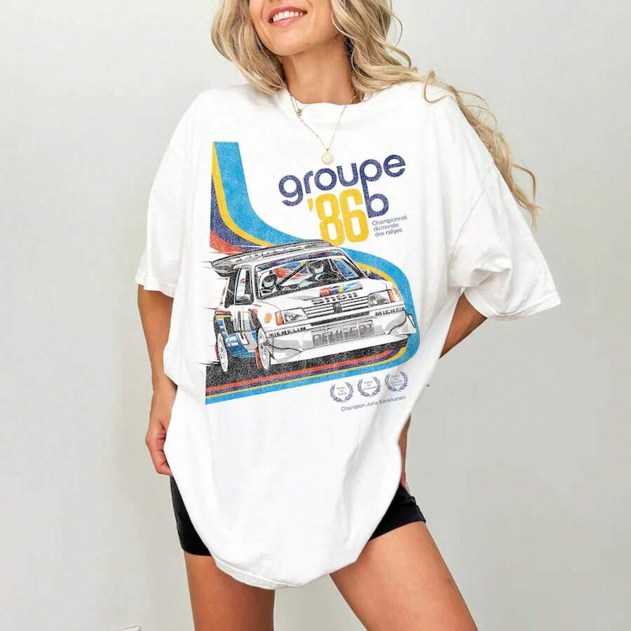 Camiseta Unisex Estilo Vintage Rally Racing Grupo B de - Blanco - Ver 1