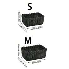 3 件（S+M+L）/套手工编织储物篮，纸绳材料整理篮，适用于客厅、卧室、橱柜、办公室、家居装饰、农舍装饰、节日礼物收纳，可重复使用的文具、衣服、玩具、化妆品、办公桌收纳盒，理想的礼品篮 - 黑色 - 查看 12