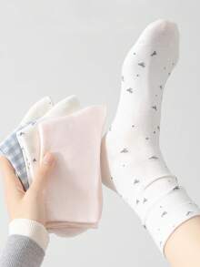 5雙春夏薄款中筒襪女款，時尚百搭蝴蝶結襪，適合日常居家、校園生活、辦公通勤 - 彩色 - 查看 3