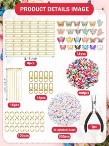24/60/140/504/588 Pieces Of Soft Ceramic Letter Beads Alloy Pendant Set DIY Keychain Kit, Accessory Set, Suitable For Creative Bag Chain Keychain Craf - Keychain Making Kit - View 9