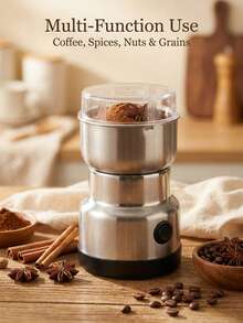 dilidili Penggiling Biji Kopi & Rempah-Rempah Stainless Steel Bertenaga Tinggi 200W, Colok Listrik, Desain Ringkas dan Portabel, Pengoperasian Sekali Sentuh, Cocok untuk Dapur Rumah - Perak - View 8