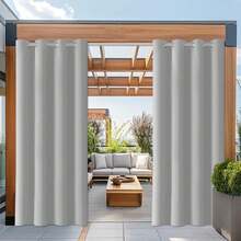 FLYINGCURTAINS 1pc Indoor/Outdoor Waterproof Curtain Panel - Insulated, UV Protection & Blackout, Grommet Top, Suitable For Patio, Gazebo, Porch, Sold Individually (Multiple Colors And Sizes Available) - white ash - View 6