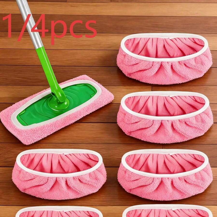 4 pièces Tampons de vadrouille super absorbants et réutilisables, chiffons de nettoyage en fibre de polyester, tapis de nettoyage de sol humide/sec, faciles à remplacer, conviennent pour le lavage de sol à la maison