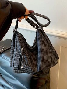 Mochila de gran capacidad estilo coreano, nuevo bolso bandolera, bolso de hombro tipo tote versátil y de moda para ir al trabajo - Negro - Ver 12