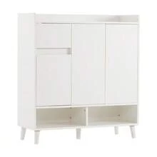 Chest Of Drawers/Sideboard/Shoe Cabinet With Adjustable Shelves – Minimalist Storage Unit With Solid Wood Legs – Dimensions: H 99 Cm X W 90 Cm X D 35 Cm - White - View 10