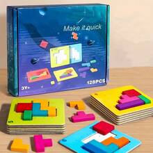 1 Set Quick-Win Square Puzzle Rapid Assembly Board Game, Wooden Tabletop Game For Children's Logical Thinking And Concentration - Multicolor - View 4