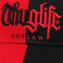 1 قطعة قبعة بيسبول مقسمة باللونين الأحمر والأسود بتطريز Thuglife Outlaw Gothic، قبعة أب هيب هوب شارع اللون بحافة منحنية - A - مشاهدة 3