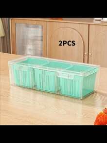 Kitchen Refrigerator Accessories With Lid, 3pcs Transparent Square Removable Drainer Trays, Suitable For Storing Salads, Fruits, Vegetables, Seasonings, Summer Picnic Food Containers - Multiple Colors and Styles - View 16