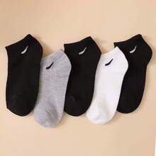 1/5/10/15 Pairs Solid Color Sports Boat Socks For Men, Moisture-Wicking, Odor-Resistant, Breathable Running Boat Socks With Arch Support - Multicolor - View 2