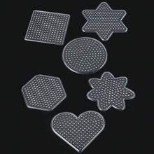 6pcs Fuse Bead Pegboards Set - 5mm Creative Jewelry Making Templates With Square, Round, Hexagon, Star, Flower & Heart Shapes For DIY Crafts And Art Projects - C - View 1